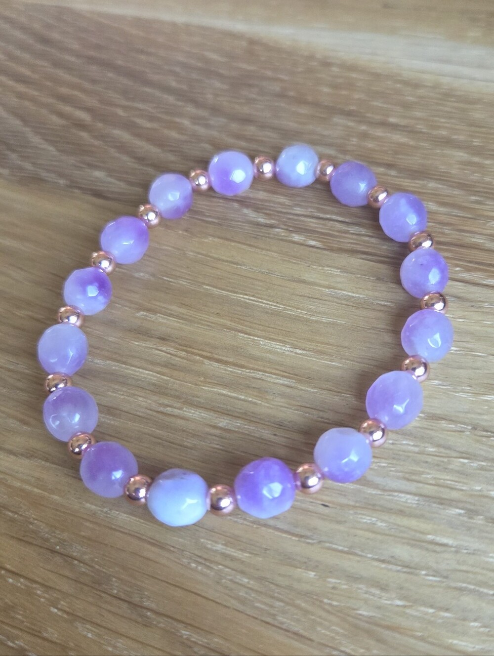 Purple Jade Beaded Stretch Bracelet  | Handmade